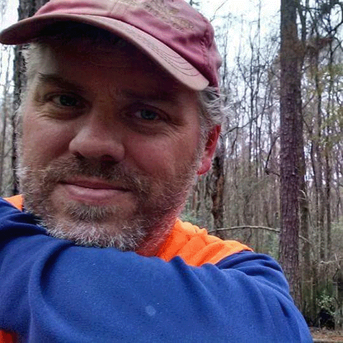 Scot Keith takes a break at the Little River tract.